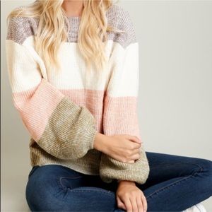 Pink Lily Colorblock Sweater Lost in the Moment